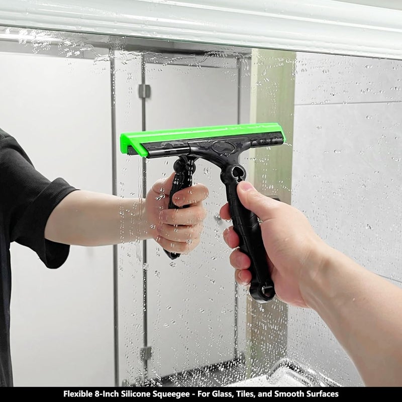 Ehdis 2PCS Flexible 8-Inch Silicone Squeegee Window Tint Tool Auto Water Blade, Shower Squeegee for Car Windshield, Glass, Tiles, and Smooth Surfaces (Green) - Image 5